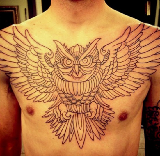 Heavy Body Owl Tattoo For Men