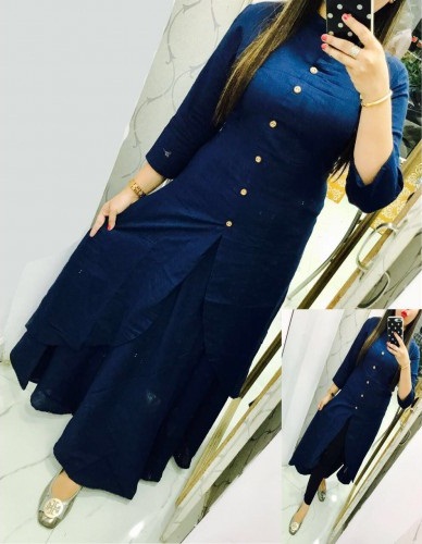 Blue Plain Asymmetric Kurti