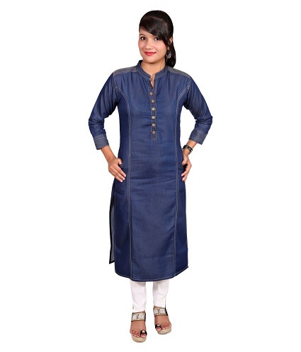 Blue Denim Straight Kurti