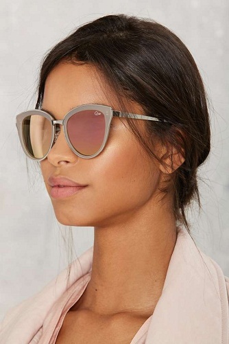 Sølv pink spejl linse solbriller