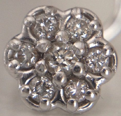 Håndlavet Diamond Nose Pin Stud i 14K White Pin Design