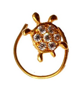 Piercing guld næse pin i skildpadde design