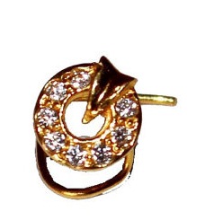Designer 22 kt guld næse pin med besat diamanter design