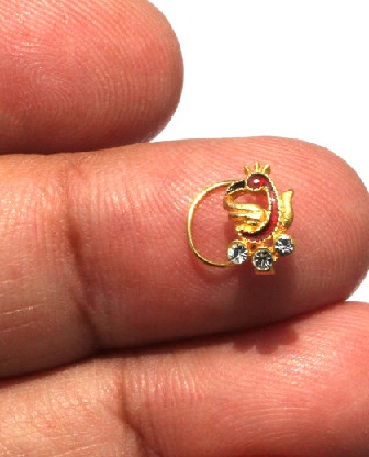 22K Gold Vermeil Zircon Studded Nose Pin / Piercing Nose Pin