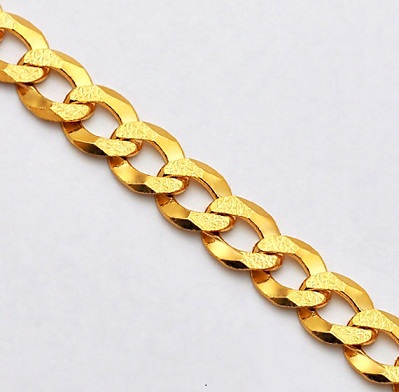 14K massiv gul guldmændskæde med diamantsnit