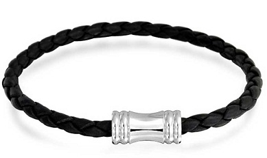 Sølv sort læder armbånd design