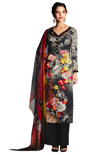 Sort blomstret Salwar -jakkesæt