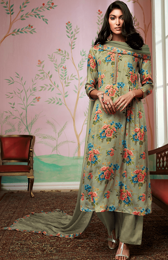 Bomulds blomsterprint Salwar Kameez