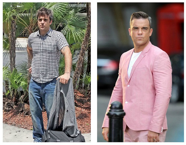 Robbie Williams før og efter vægttab