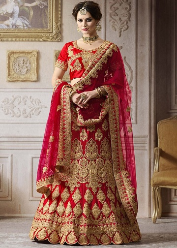 Lehenga rød farvebluse