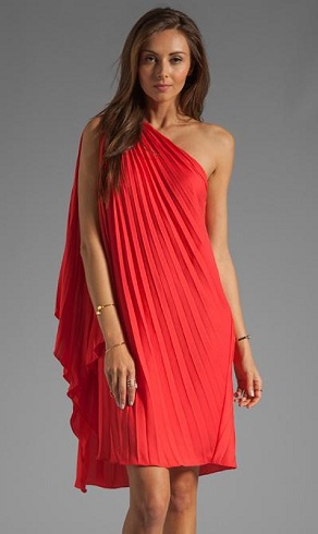 Red Off One Shoulder Dress