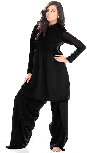 Teljes fekete plusz méretű pakisztáni Salwar öltöny
