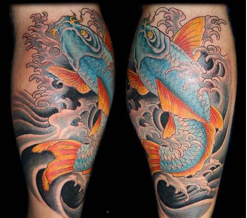 Koi Fish Leg Tattoo Designs
