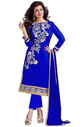 Blå lige Salwar -jakkesæt