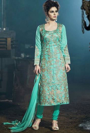 Raw Silk Straight Cut Salwar Kameez