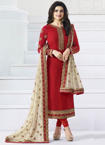 Georgette Straight Cut Salwar -jakkesæt