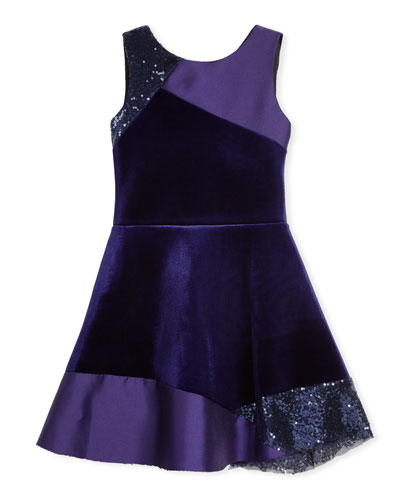 Velvet Color Block Frock