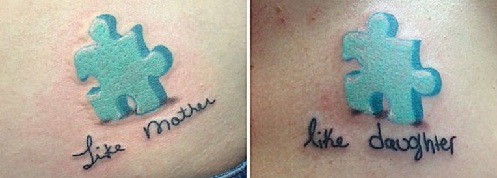 Trendy mor datter tatoveringsdesign