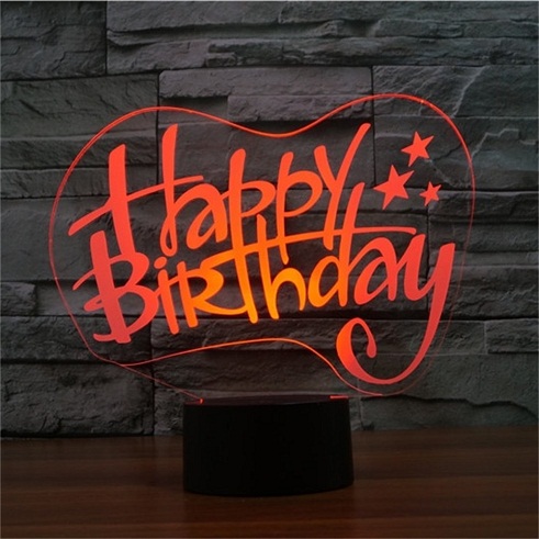3D optikai csalódás Boldog születésnapot asztali lámpa