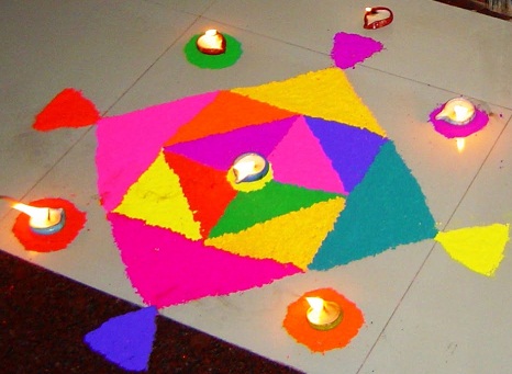 Geometrisk formet Rangoli -design til børn