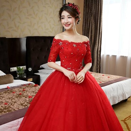 Red Lace Wedding Frock