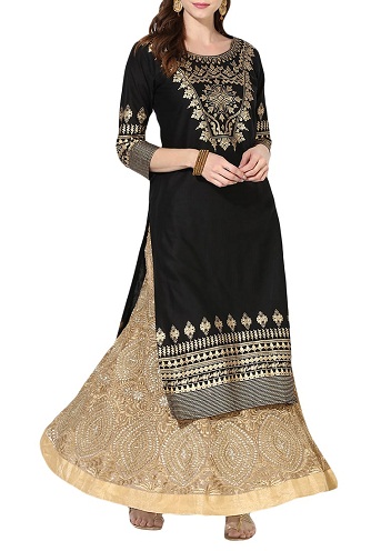 Sort bomuld Straight Kurta