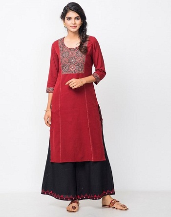 Bomuld Satna Ajrak Åg Langt Kurta
