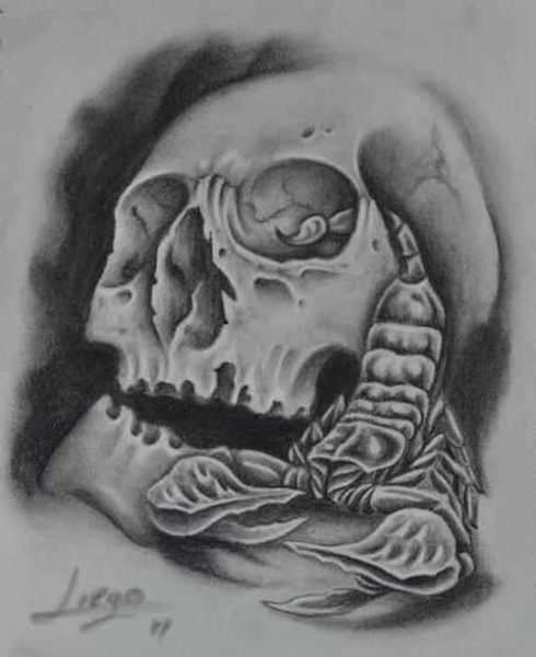 Skull and Scorpion Tattoo til mænd