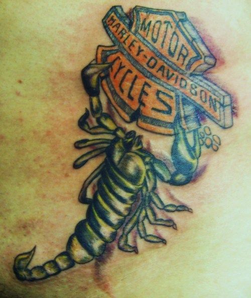 En Harley Davidson Scorpion Tattoo