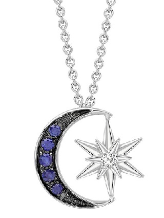 Blue Diamond Celestial Night Moon and Star Halskæde
