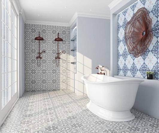 Spanyol stílusú fürdőszobai padlólapok