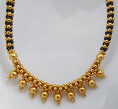 Sort og guld perleret Mangalsutra halskæde