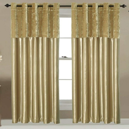Guld silke gardiner