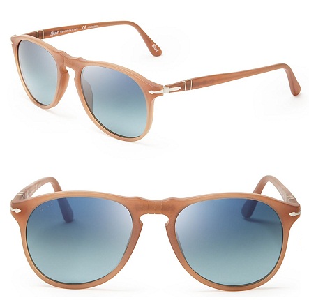 Beige runde polariserede Wayfarer solbriller