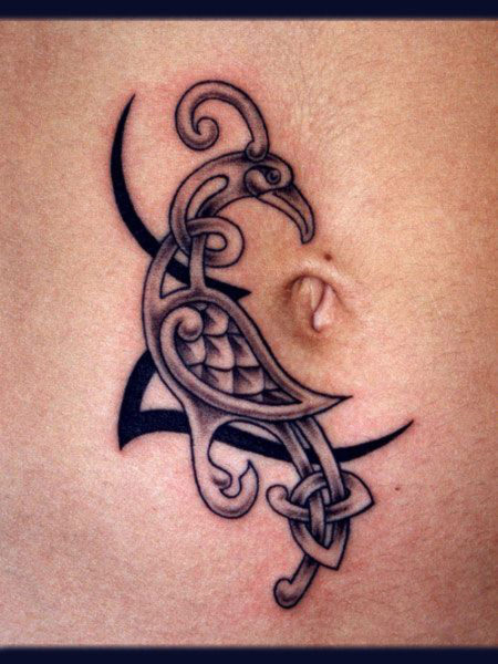 Celtic Bird Tattoo Designs On Girl Belly