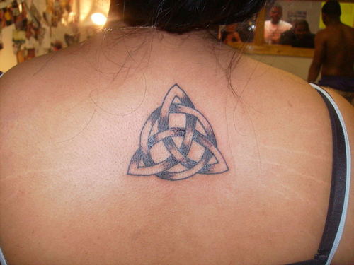 Triquetra Symbol Tattoo On Neck