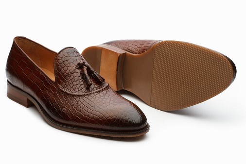 Brune krokodille loafers