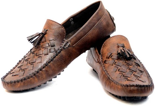 Vævede brune loafers