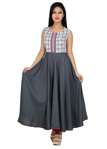 Szürke kevert pamut Anarkali Kurtis