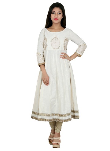 Perfekt hvid blandet Anarkali Long Kurti