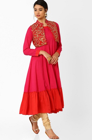 Anarkali Kurti, kézzel kurált hímzett kabát