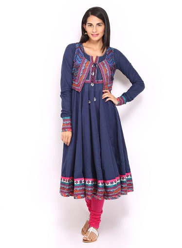 Navy Anarkali Kurti derékkabáttal