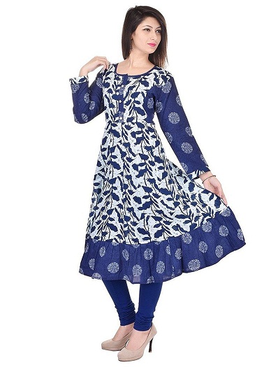 Teljes ujjú nyomtatott Anarkali Kurti