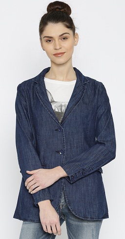 Mast and Harbour Black Single-Breasted Casual Denim Blazer