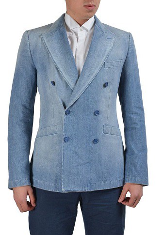 Blazer med dobbelt breasted denim til mænd