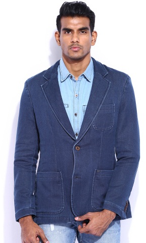 Blå denim blazer