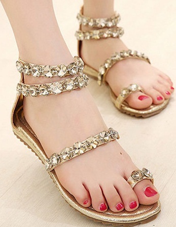 Stones Studded Flat Sandals til damer