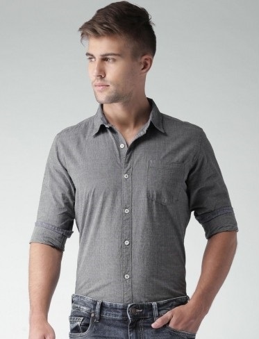 Charcoal Grey Casual Shirt til mænd