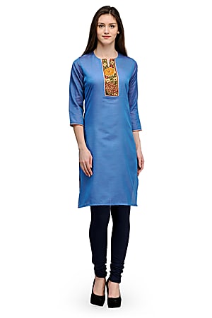 Raw Silk Kurti -designs i lige knælængde