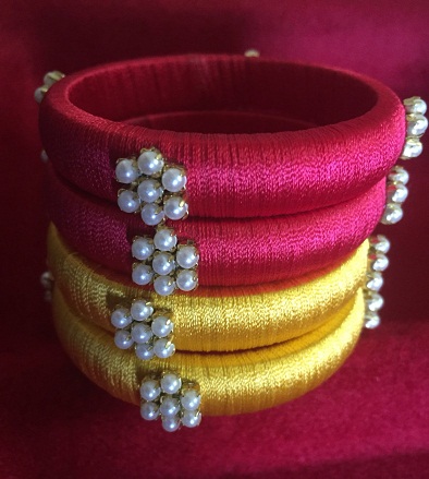 Silketråd armbånd med perle